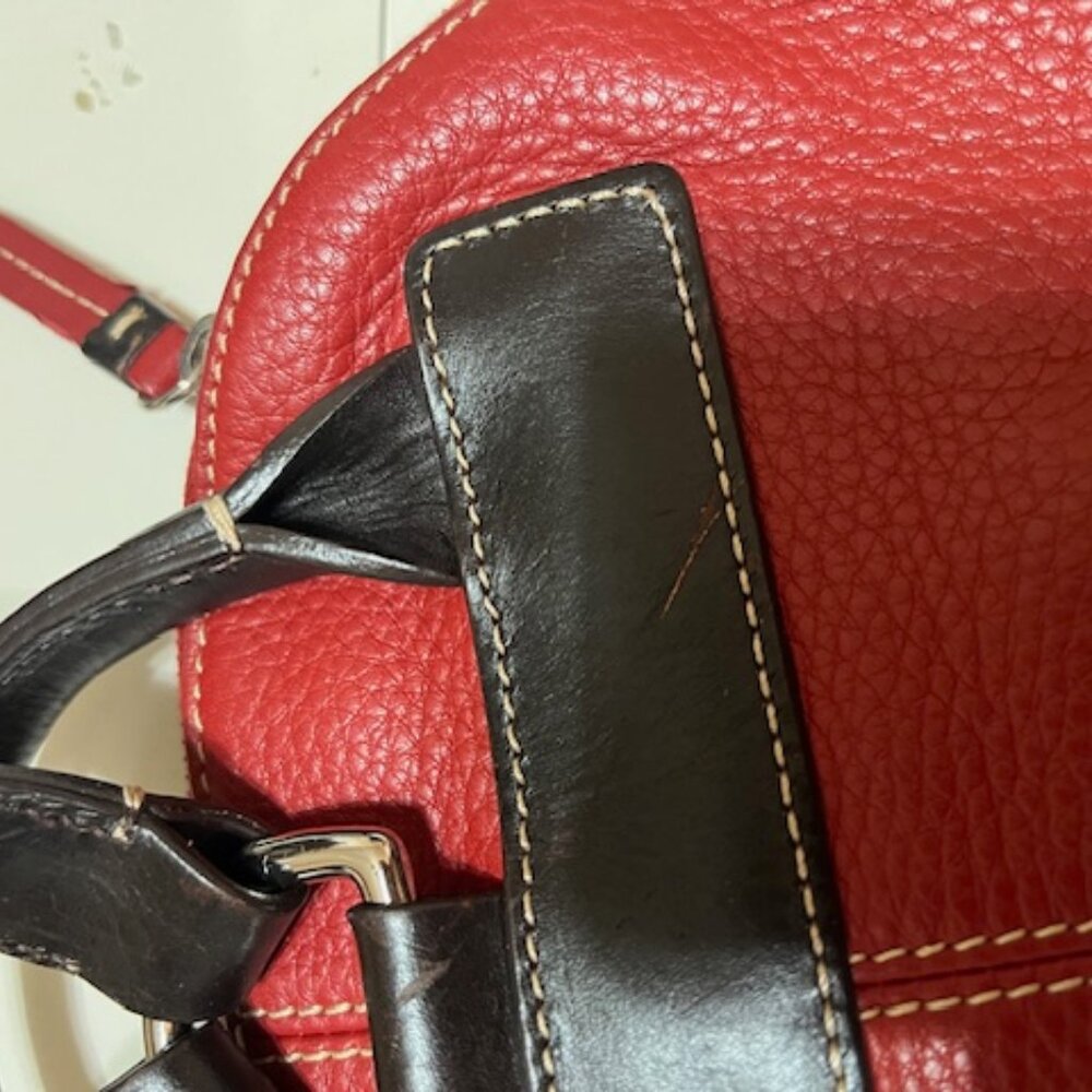 Authentic Dooney & Bourke Red Leather Backpack Purse - Picture 6 of 8